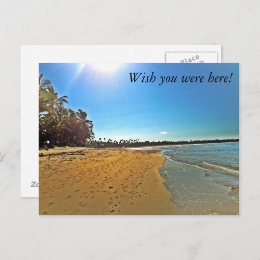 君がここにいたら!砂色のビーチはがき ポストカード (正面/裏面)