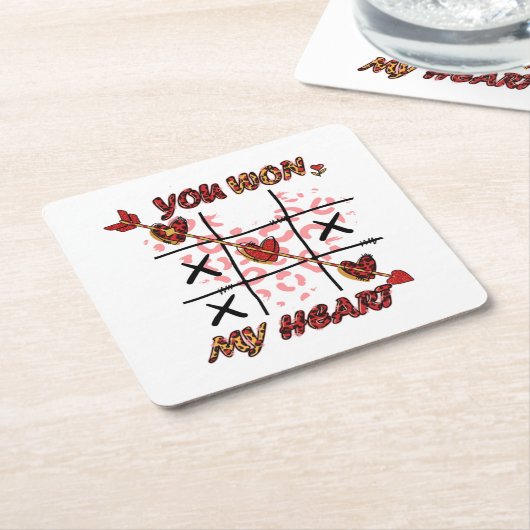 君が僕のハートを勝った |バレンタインデー スクエアペーパーコースター (アングル)