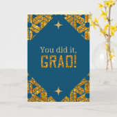 君が卒業カードグリッターした カード (黄色い花)