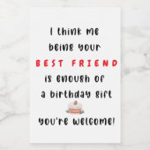 君と友達最高のになればたくさんだ誕生日 ワインラベル (シングルラベル)