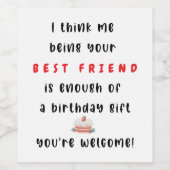 君と友達最高のになればたくさんだ誕生日 ワインラベル (シングルラベル)