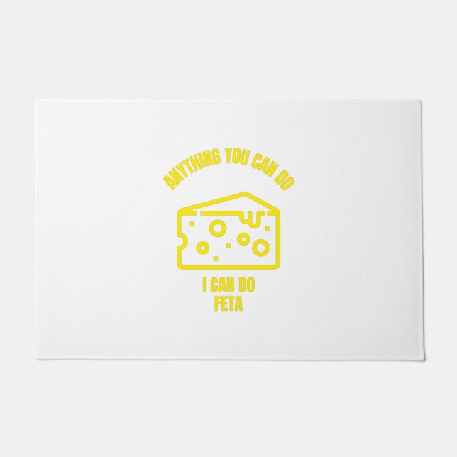 君にできることなら何でもフェタ・チーズ・プおもしろいンが出来る ドアマット (正面)