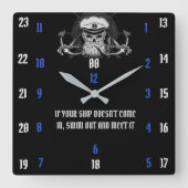 君のもし船は来乗り出して逢わぬ スクエア壁時計 (正面)