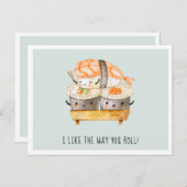 君のやり方が好転がき | かわいい寿司バレンタイン シーズンポストカード (正面/裏面)