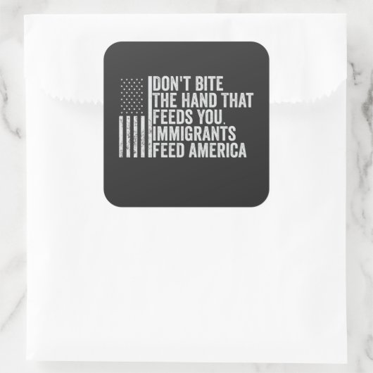 君のアメリカ人の手を食べ物を与え噛みつるな スクエアシール (バッグ)