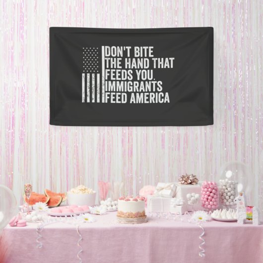 君のアメリカ人の手を食べ物を与え噛みつるな 横断幕 (パーティー)