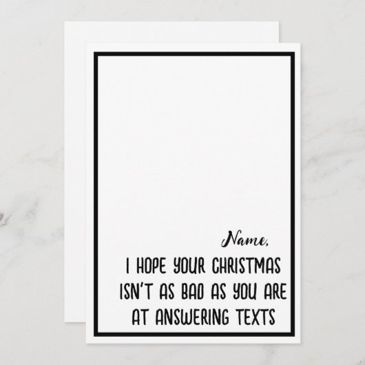 君のクリスマスの皮肉が悪くないといいなおもしろいい シーズンカード (正面/裏面)