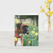 君のボク考えサー犬のグリーティングカード カード (黄色い花)