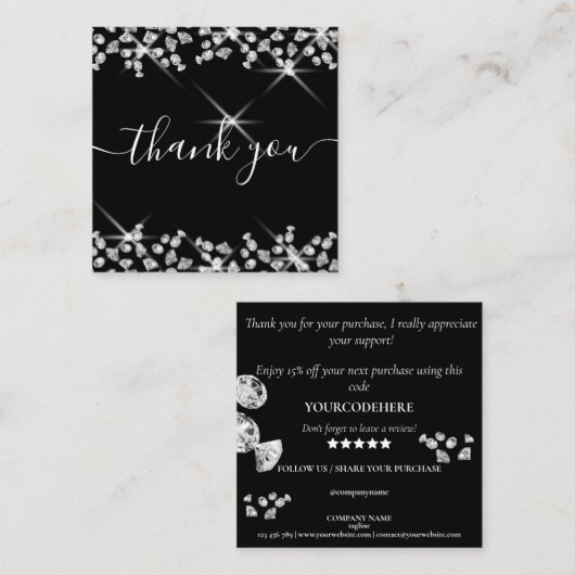 君のモダン感謝してい為にはダイヤを入れろ スクエア名刺 (正面/裏面)