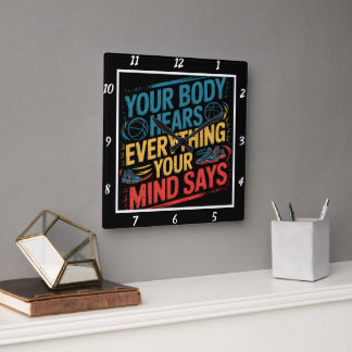 君の体はスポーツを心に聞く スクエア壁時計