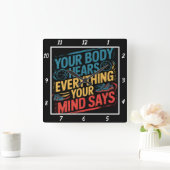 君の体はスポーツを心に聞く スクエア壁時計 (ホーム)