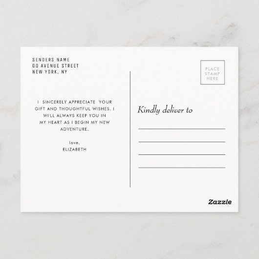 君の卒業モダン感謝していは素敵な脚本 ポストカード (裏面)