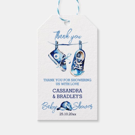 君の好きな青いベビーの感謝してい靴だ ギフトタグ (正面)