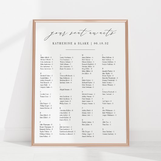 君の席が待っている |アルファベット順の座席表 ポスター