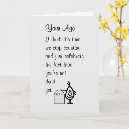 君の年はハッピーバースデーのおもしろい詩 カード (黄色い花)