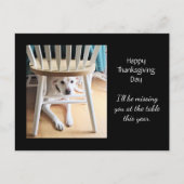 君の恋しく思可愛い白犬の黒感謝祭 ポストカード (正面)