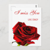 君の恋恋しく思する赤いバラ ポストカード (正面/裏面)