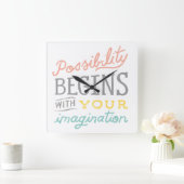 君の想像から可能性が出る スクエア壁時計 (ホーム)