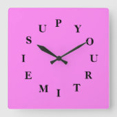 君の時間はジャンツによるバイオレット壁時計だ スクエア壁時計 (正面)