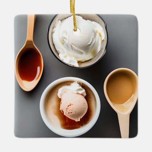 君の為に溶かす | Bowl of Ice Cream Food Pans セラミックオーナメント (正面)