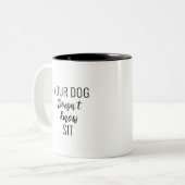 君の犬は座らないよ ツートーンマグカップ (正面左)
