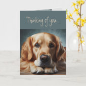 君の考えゴールデン恋しく思レトリーバ犬が大好き カード (黄色い花)