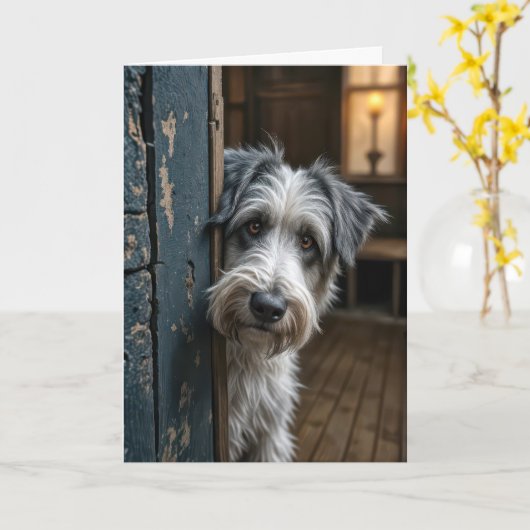 君の考えテリアがドアを見のまわりにて カード (黄色い花)