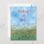 君の考え赤いケシの葉書は ポストカード (正面/裏面)