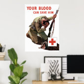 君の血は救彼に染み渡る – 赤十字 ポスター (ホームオフィス)