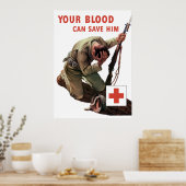 君の血は救彼に染み渡る – 赤十字 ポスター (キッチン)