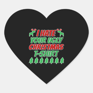 君の醜いクリスマスのTシャツは大嫌いだ ハートシール