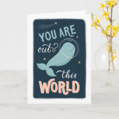 君はこの世から出ている。バレンタイン宇宙クジラ カード (黄色い花)