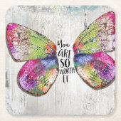 君はとても価値がある スクエアペーパーコースター (正面)