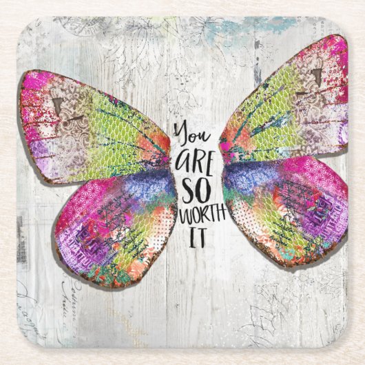 君はとても価値がある スクエアペーパーコースター (正面)