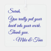 君はハートを仕事に入れる メタルオーナメント (裏面)