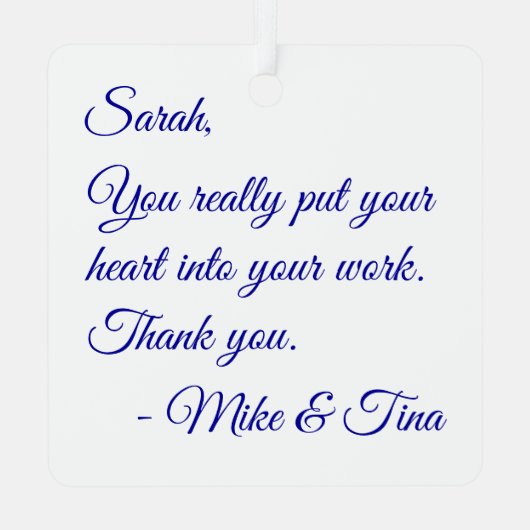 君はハートを仕事に入れる メタルオーナメント (裏面)