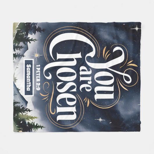 君はパーソナライズされたキリスト教女性に選ばれている フリースブランケット (正面(横))