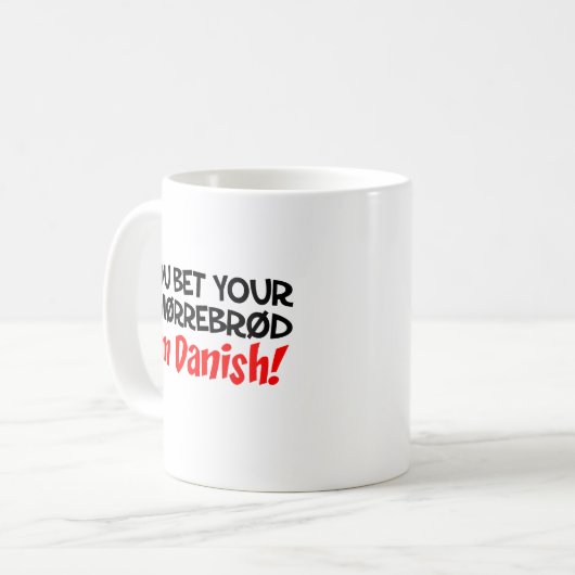 君は僕がデンマーク人だと思って笑い顔をするね コーヒーマグカップ (正面左)