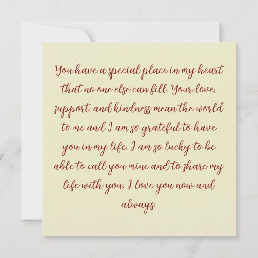 君は僕のハートの中に特別の場所がある ノートカード (裏面)