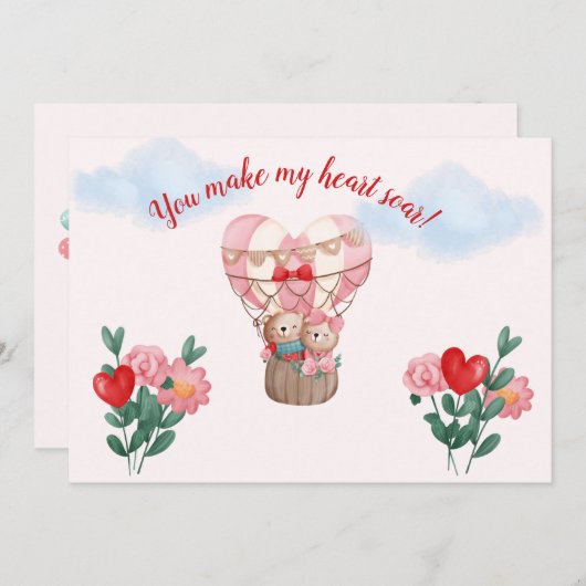 君は僕のハートを熱気球で格言する サンキューカード (正面/裏面)