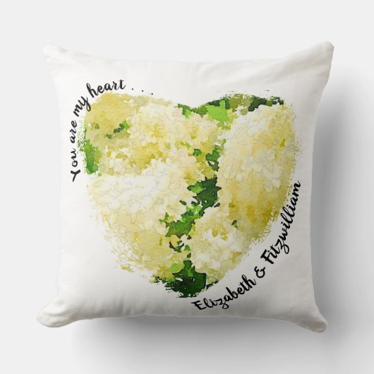 君は僕のハートパーソナライズされたアジサイ結婚ズ クッション (正面)