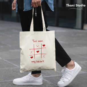 君は僕のハートTic-Tac-Toe Valentineおもしろい'sを獲得した トートバッグ