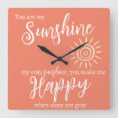 君は僕の日差しが照ると桃が赤くなる スクエア壁時計 (正面)