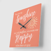 君は僕の日差しが照ると桃が赤くなる スクエア壁時計 (傾斜)