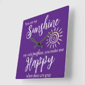 君は僕の日差しが照ると紫になる スクエア壁時計 (傾斜)