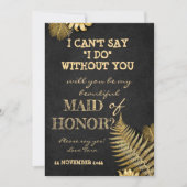 君は僕の花嫁の付き添いのカード黒と金色の 招待状 (正面)