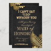 君は僕の花嫁の付き添いのカード黒と金色の 招待状 (正面/裏面)