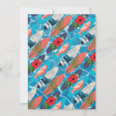 君は入った？ボーイ10代の若者誕生日ピザサーフィン 招待状 (裏面)