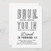 君は入った？10代の若者10代のボーイバースデーパーティー 招待状 (正面/裏面)