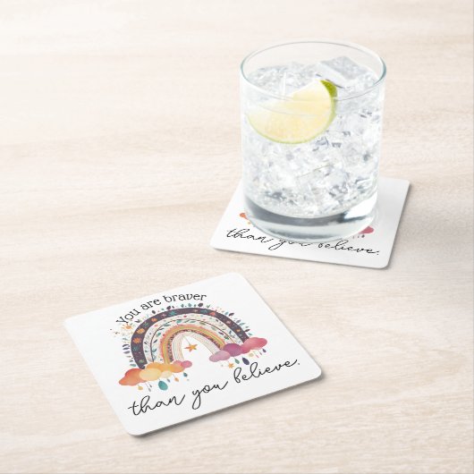 君は勇敢だ、前向き肯定ギフト母 スクエアペーパーコースター (インサイチュ)